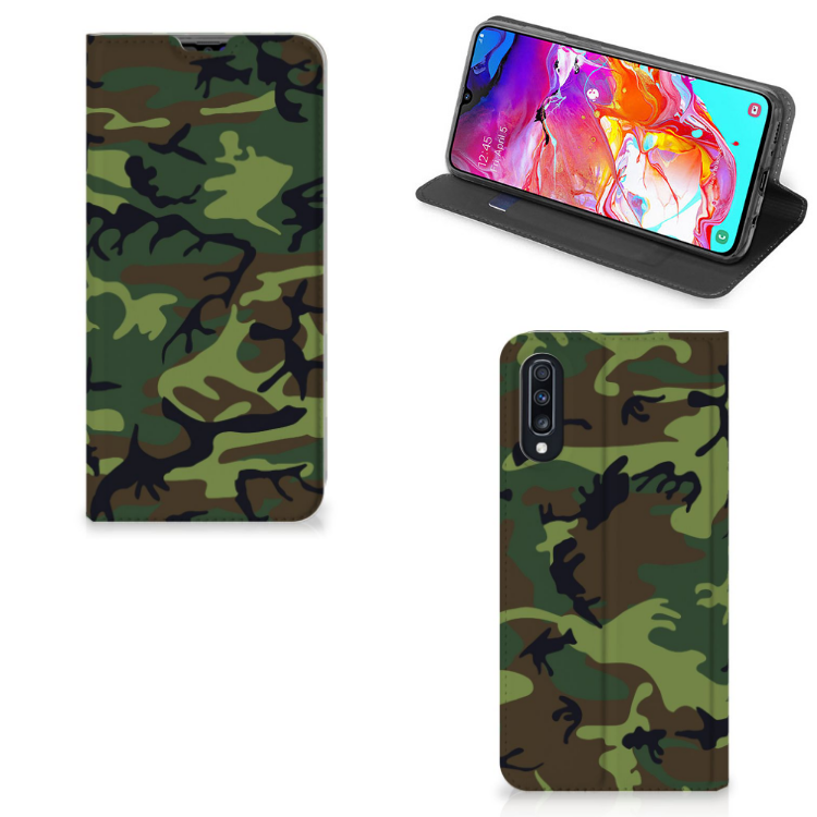Samsung Galaxy A70 Hoesje met Magneet Army Dark