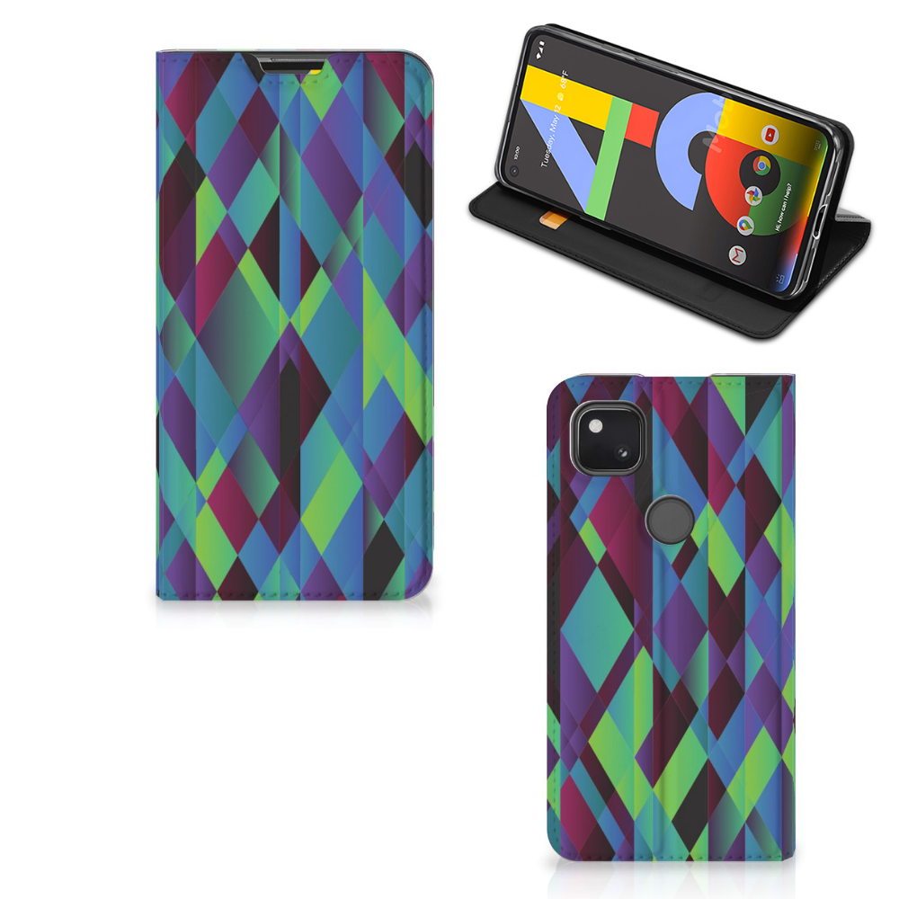 Google Pixel 4a Stand Case Abstract Green Blue - B2C Telecom