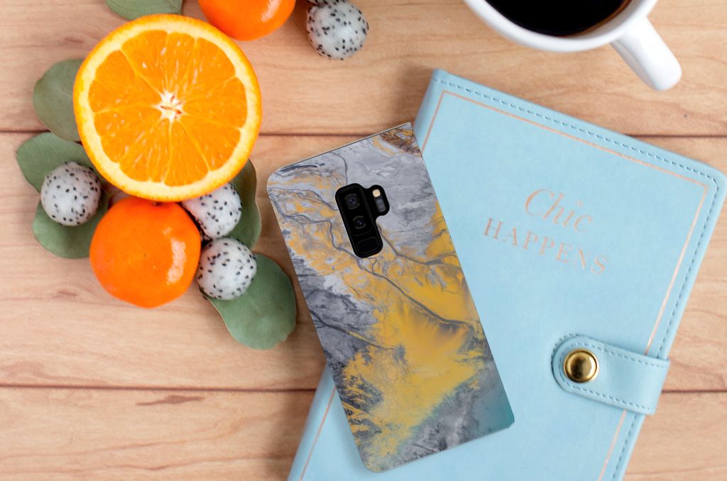 Samsung Galaxy S9 Plus Standcase Marble Blue Gold