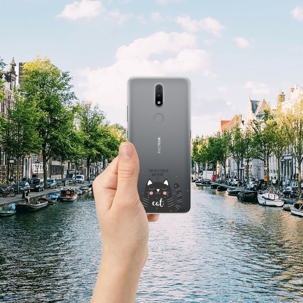 Nokia 2.4 Telefoonhoesje met Naam Cat Good Day B2C Telecom