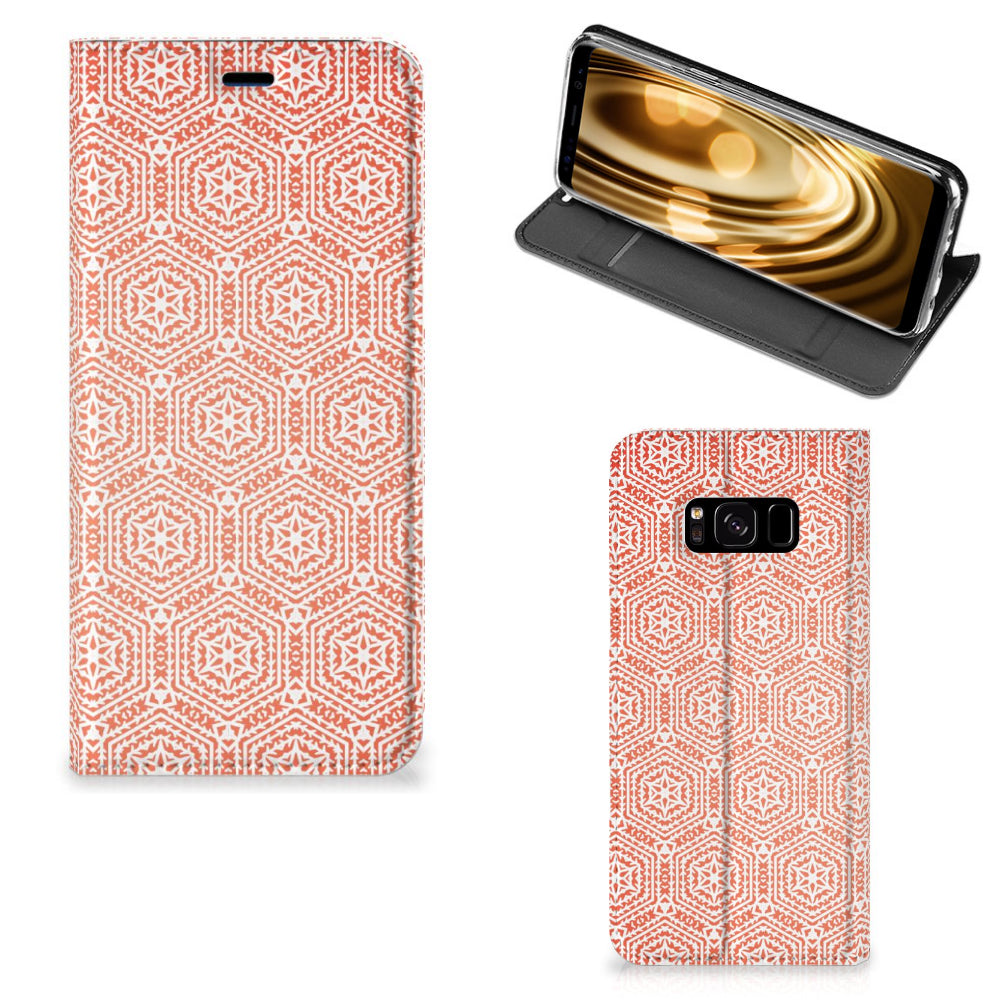 Samsung Galaxy S8 Hoesje met Magneet Pattern Orange