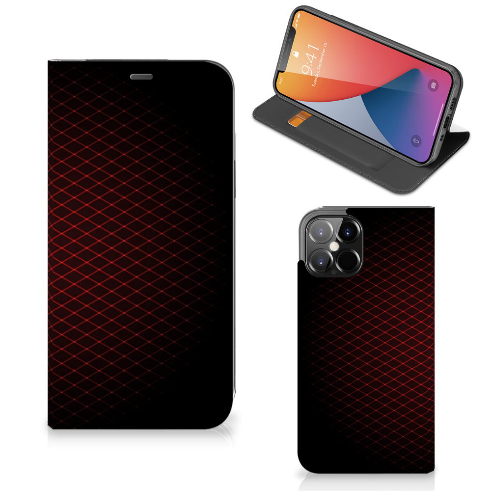 iPhone 12 Pro Max Hoesje met Magneet Geruit Rood - B2C Telecom