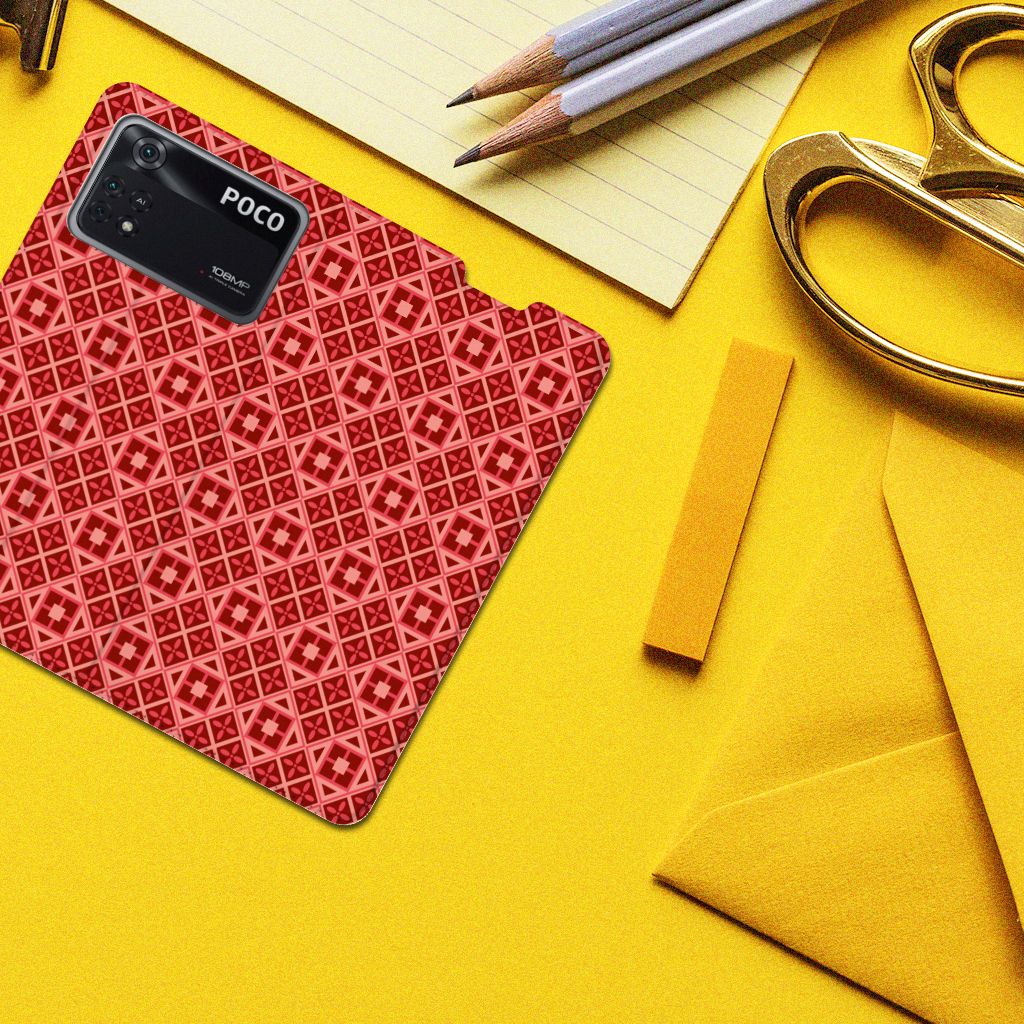 Poco X4 Pro 5G Hoesje met Magneet Batik Rood - B2C Telecom