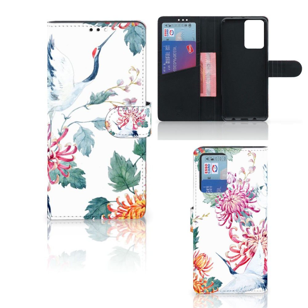Xiaomi Redmi Note 10 Pro Telefoonhoesje met Pasjes Bird Flowers