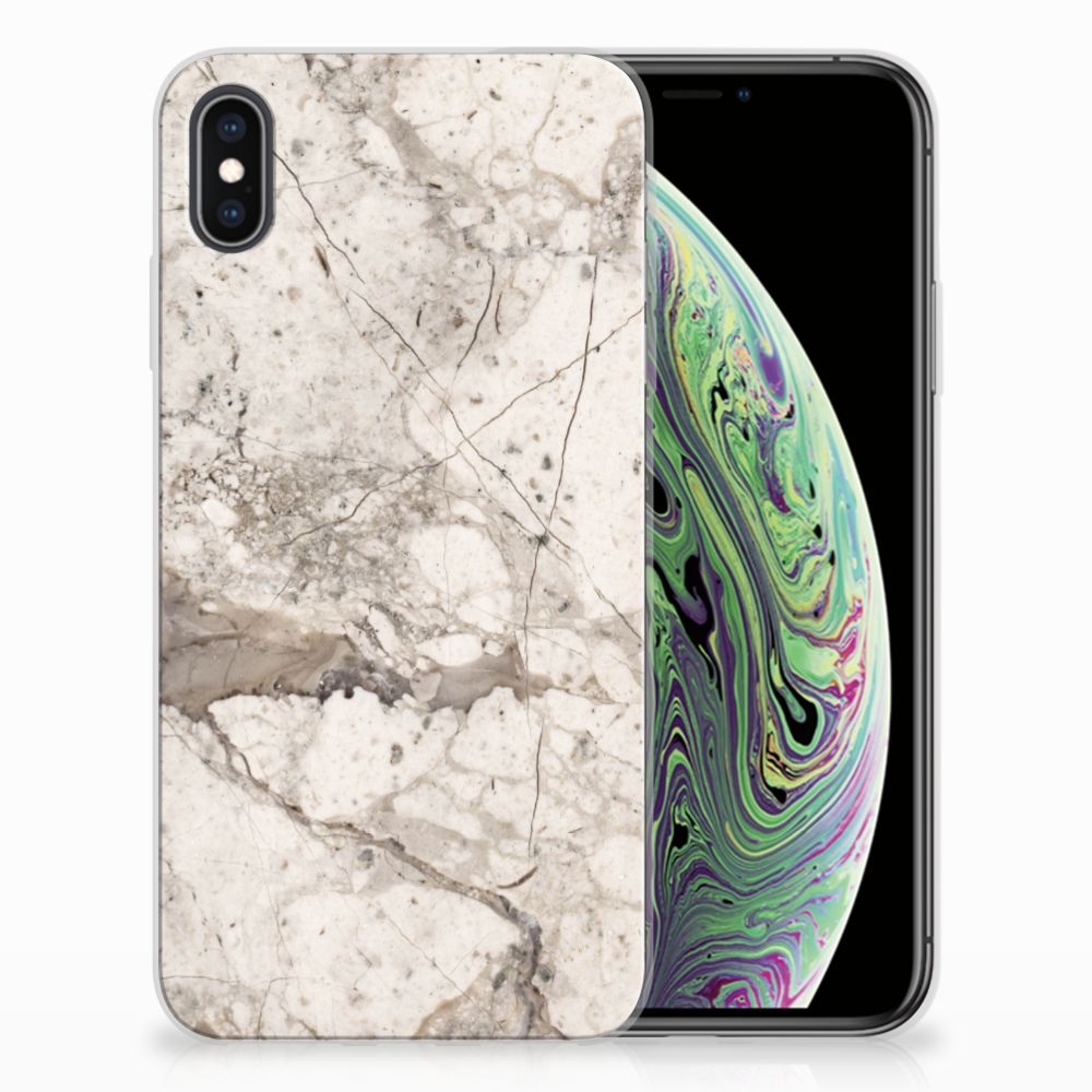 Apple iPhone Xs Max TPU Siliconen Hoesje Marmer Beige