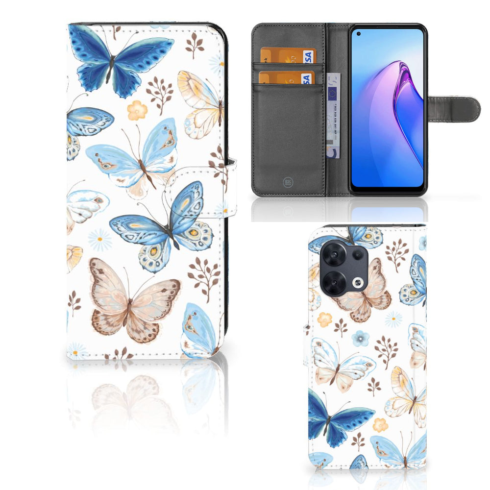 Telefoonhoesje met Pasjes voor OPPO Reno8 Vlinder