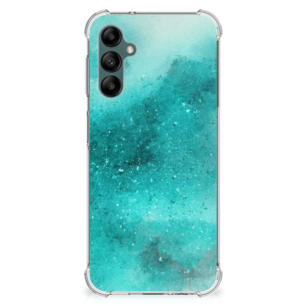 Back Cover Samsung Galaxy A14 5G/4G Painting Blue design with teal and blue abstract pattern