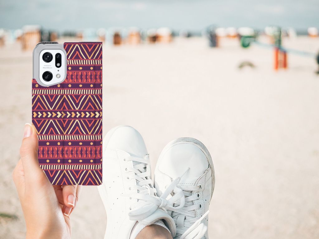 OPPO Find X5 Pro Hoesje met Magneet Aztec Paars - B2C Telecom