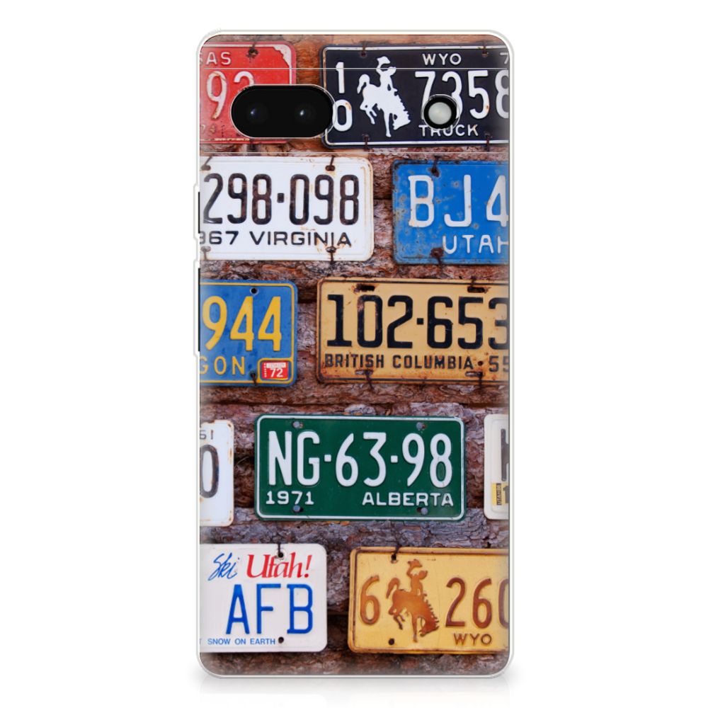 Google Pixel 6A Siliconen Hoesje met foto Kentekenplaten