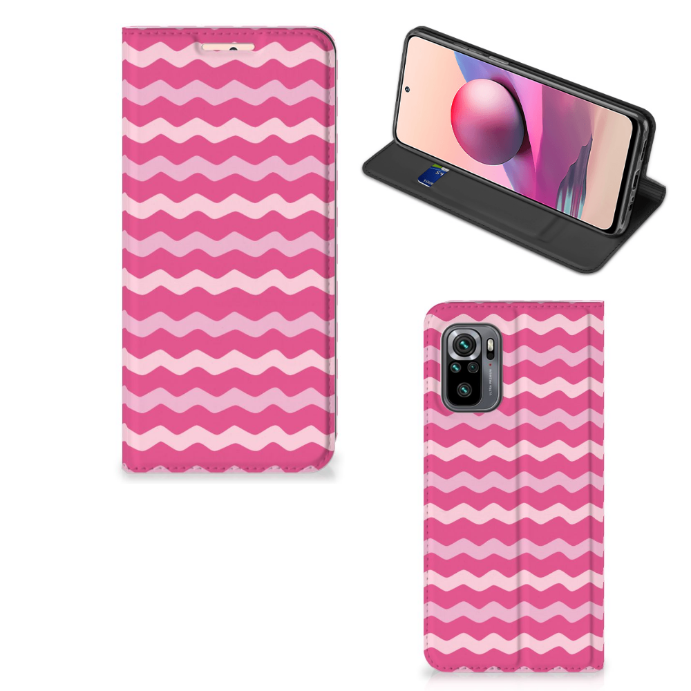 Xiaomi Redmi Note 10 4G | 10S | Poco M5s Hoesje met Magneet Waves Pink - B2C Telecom