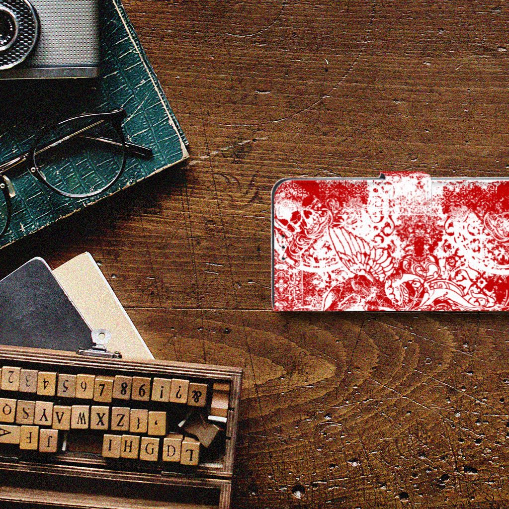 Telefoonhoesje met Naam Honor 20 Angel Skull Rood