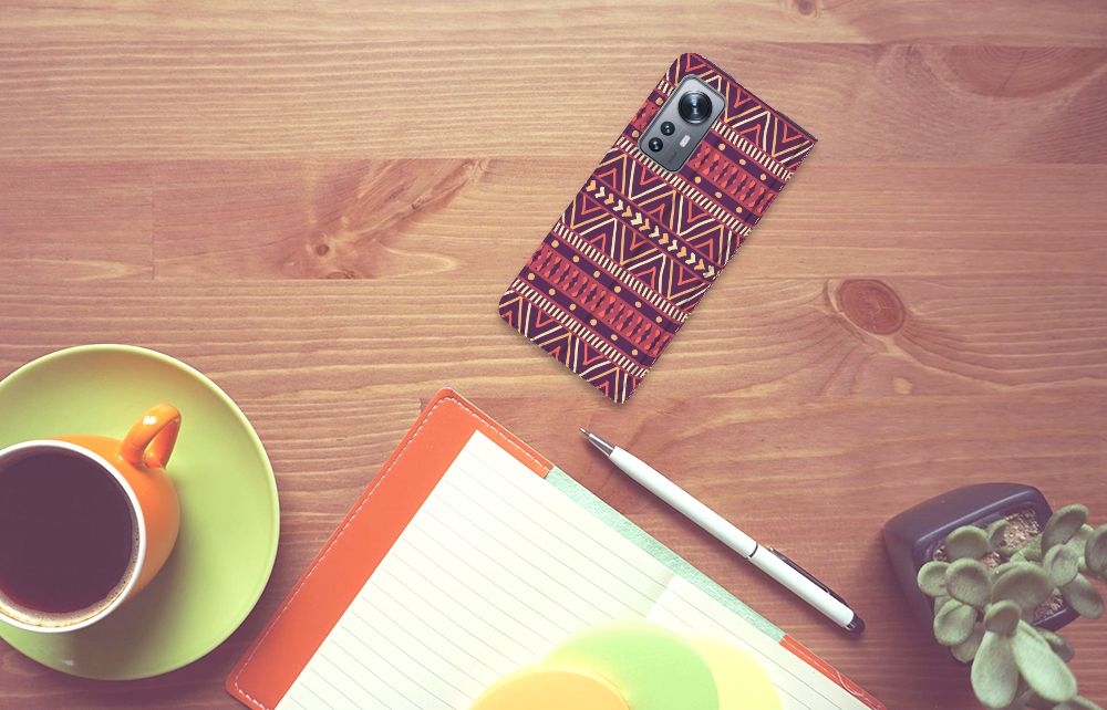 Xiaomi 12 | 12X Hoesje met Magneet Aztec Paars - B2C Telecom