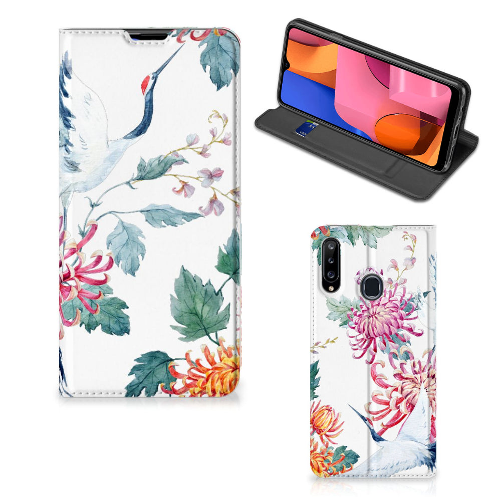 Samsung Galaxy A20s Hoesje maken Bird Flowers