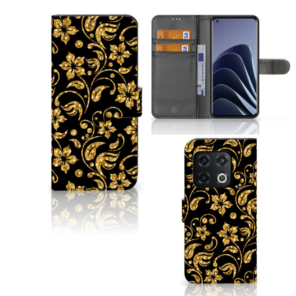 OnePlus 10 Pro Hoesje Gouden Bloemen