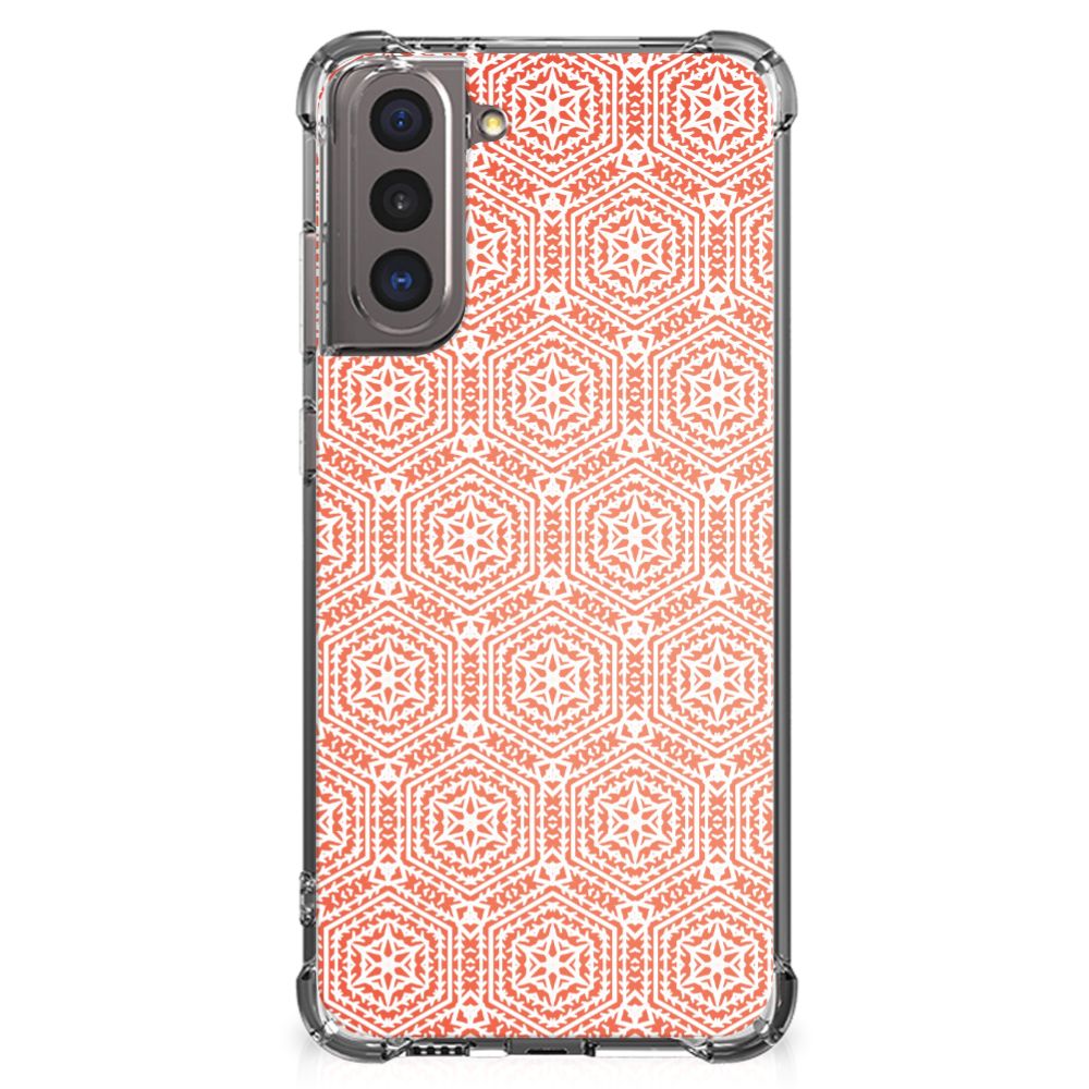 Samsung Galaxy S21 Doorzichtige Silicone Hoesje Pattern Orange