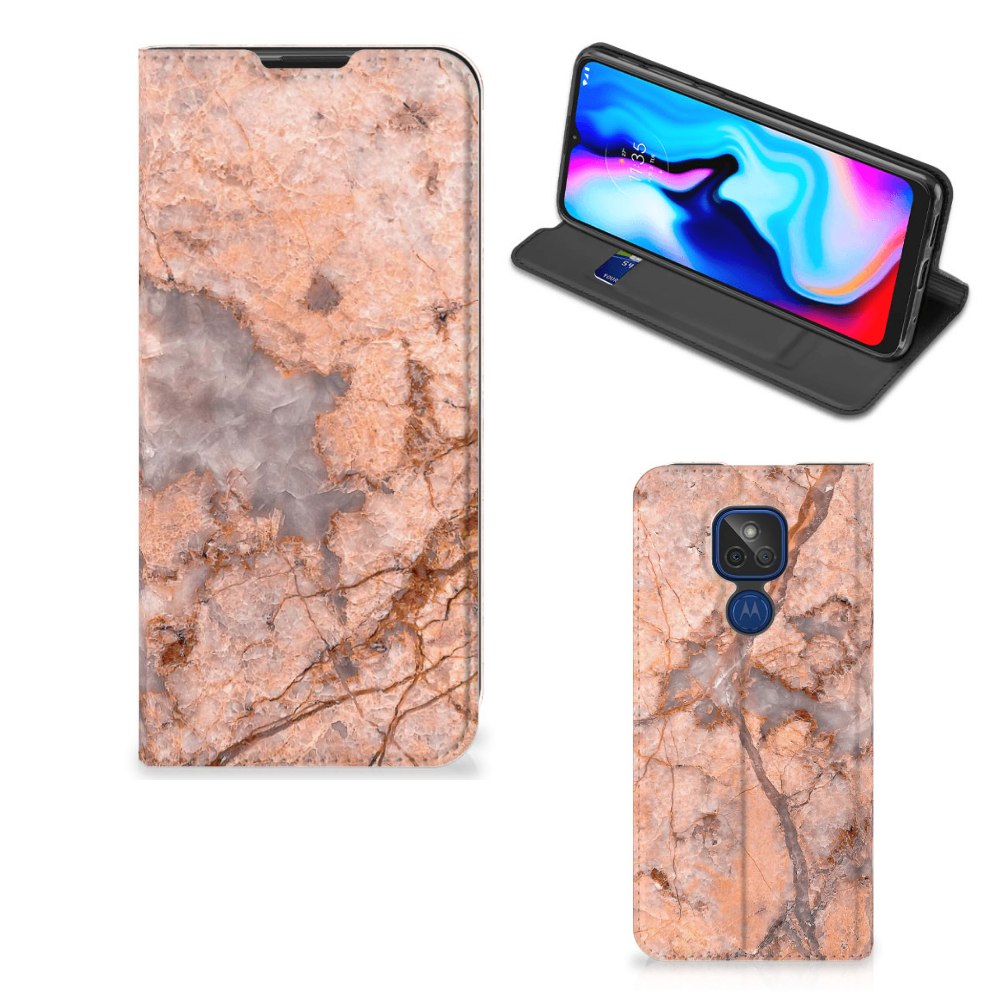 Motorola Moto G9 Play Standcase Marmer Oranje - B2C Telecom