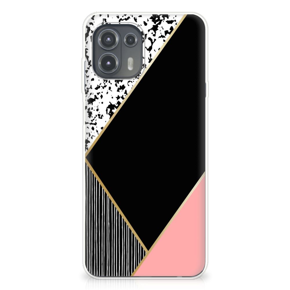 Motorola Edge 20 Lite TPU Hoesje Zwart Roze Vormen B2C Telecom