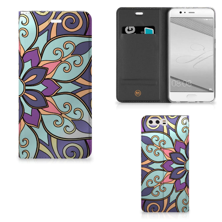 Huawei P10 Plus Smart Cover Purple Flower
