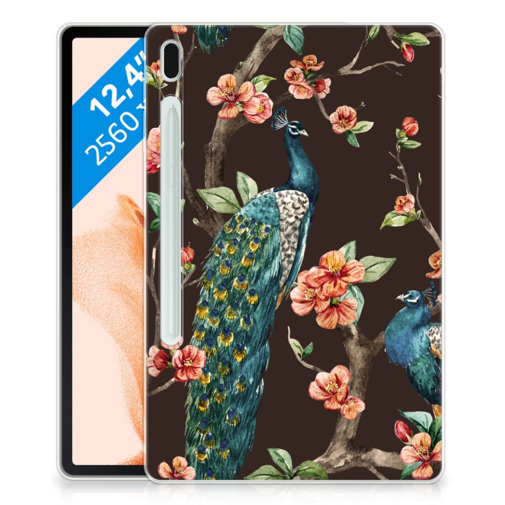 Samsung Galaxy Tab S7FE Back Case Pauw met Bloemen