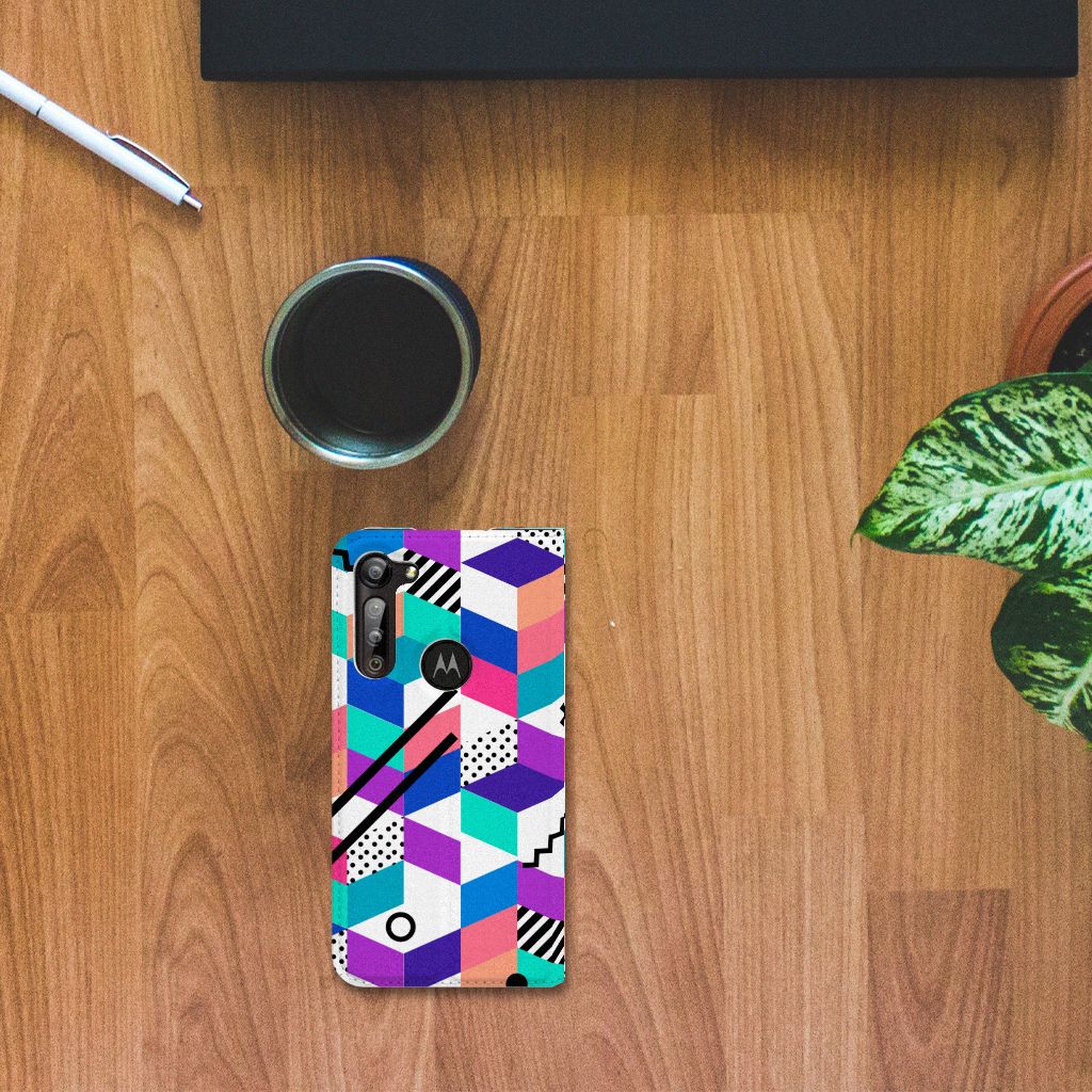 Motorola Moto G8 Power Stand Case Blokken Kleurrijk - B2C Telecom
