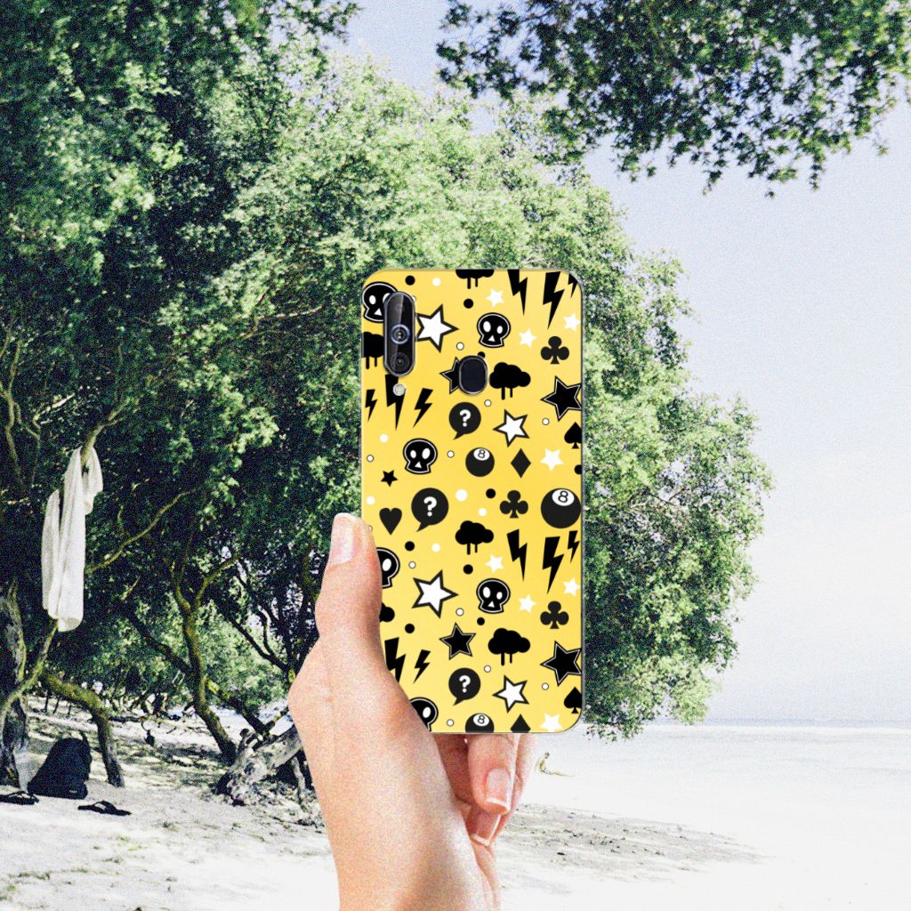 Silicone Back Case Samsung Galaxy A60 Punk Geel
