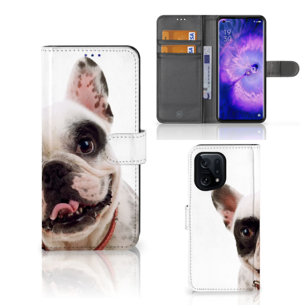 OPPO Find X5 Telefoonhoesje met Pasjes Franse Bulldog