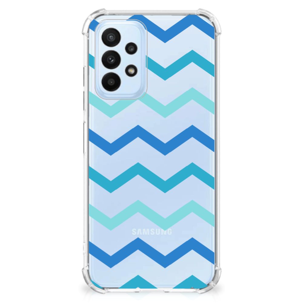 Samsung Galaxy A23 Doorzichtige Silicone Hoesje Zigzag Blauw - B2C Telecom
