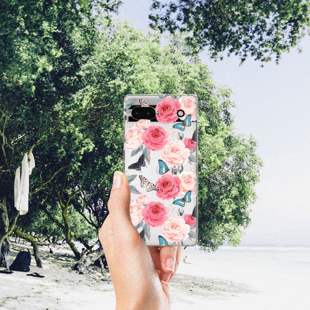 Google Pixel 6A TPU Case Butterfly Roses B2C Telecom