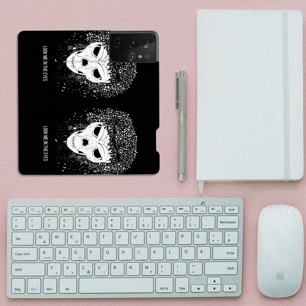 Mobiel BookCase Samsung Galaxy S21 Ultra Skull Hair - B2C Telecom