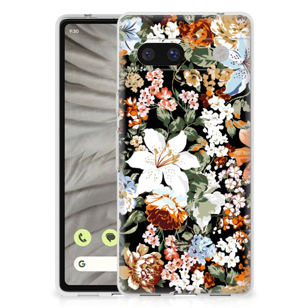 TPU Case voor Google Pixel 7A Dark Flowers