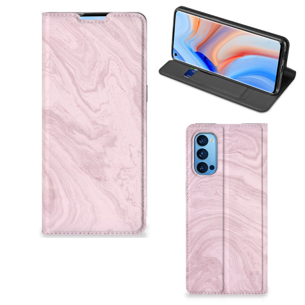 OPPO Reno4 Pro 5G Standcase Marble Pink - Origineel Cadeau Vriendin