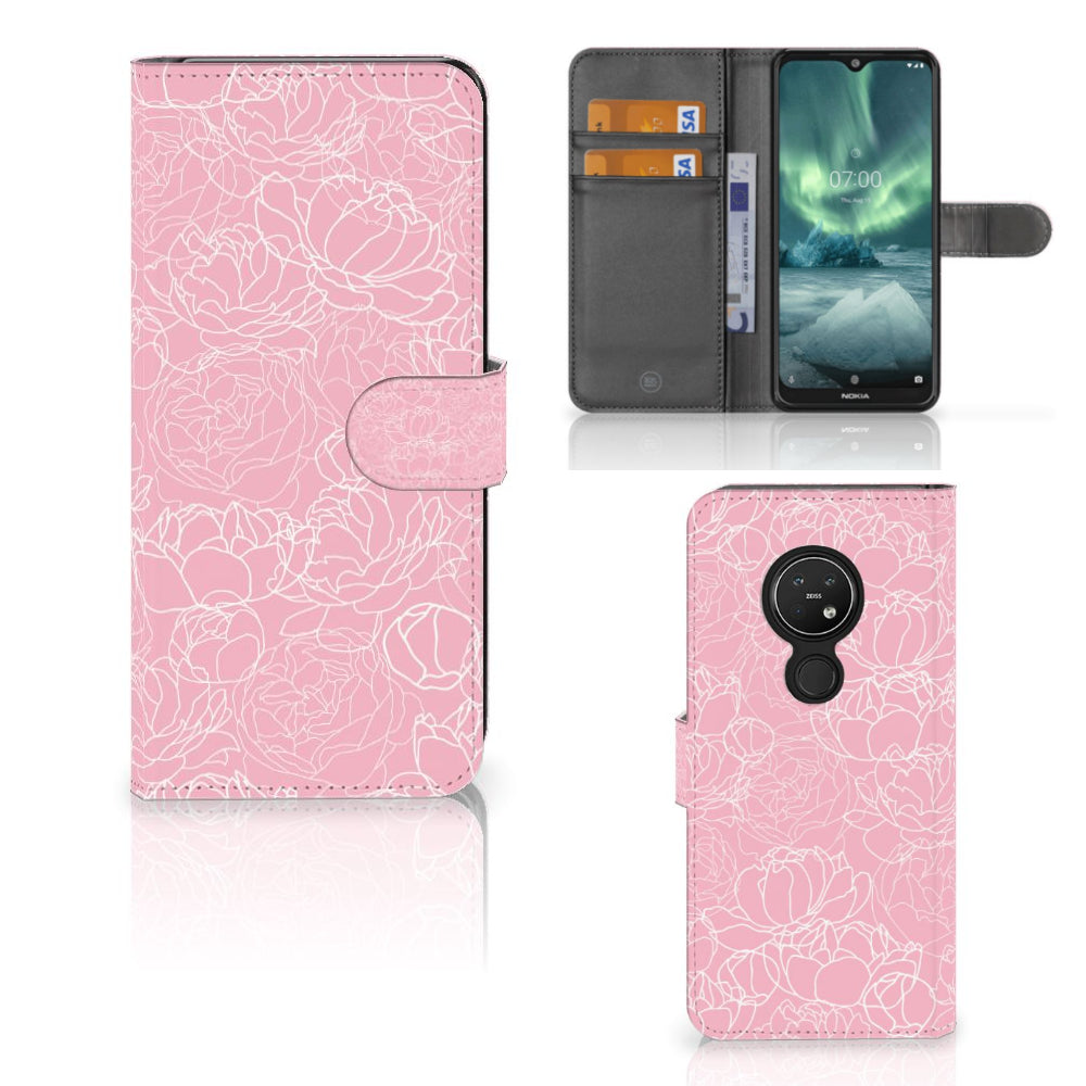 Nokia 7.2 | Nokia 6.2 Hoesje White Flowers