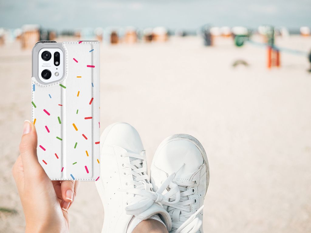 OPPO Find X5 Pro Flip Style Cover Donut Roze - B2C Telecom