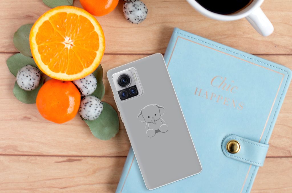 Motorola Moto X30 Pro Telefoonhoesje met Naam Grijs Baby Olifant B2C Telecom