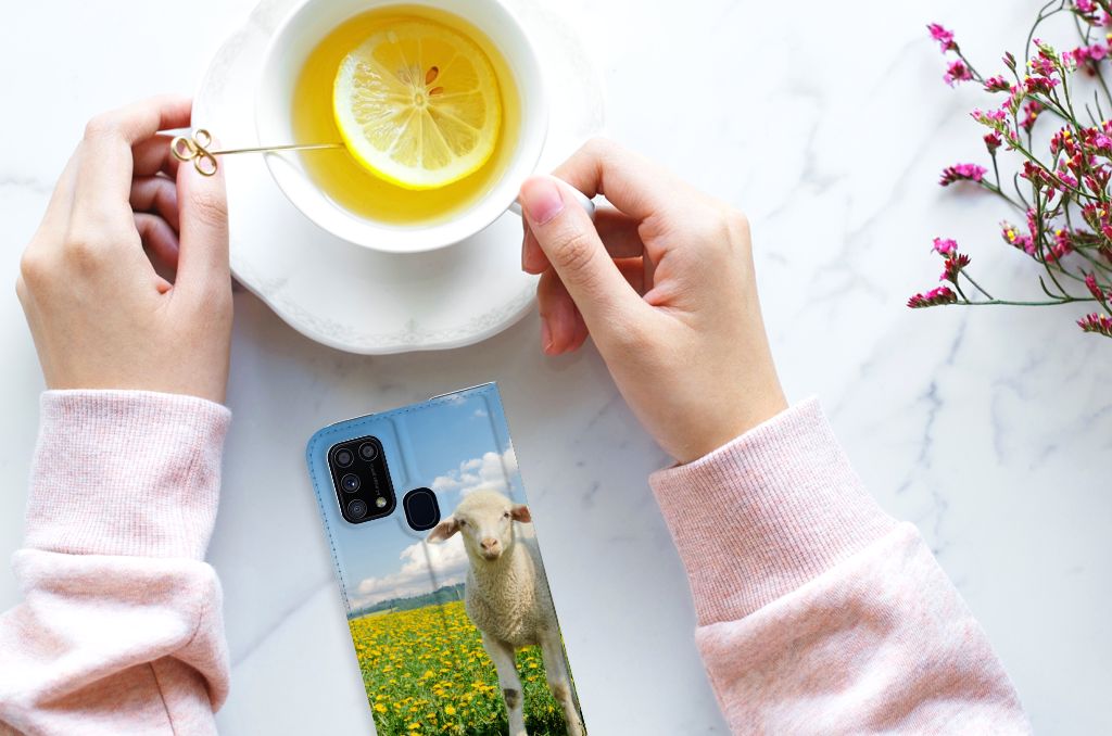 Samsung Galaxy M31 Hoesje maken Schaap en Lammetje - B2C Telecom