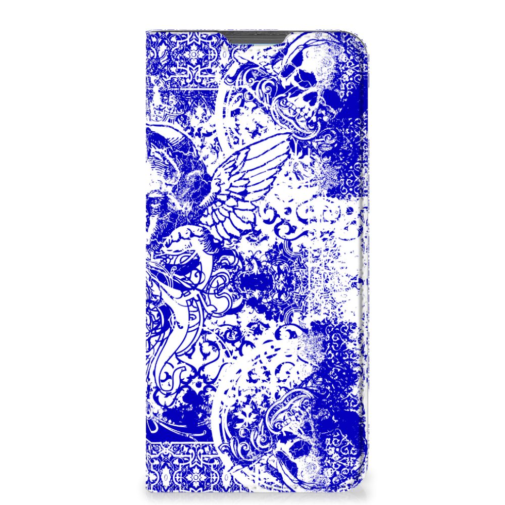 Mobiel BookCase Motorola Moto E32 | Moto E32s Angel Skull Blauw - B2C Telecom