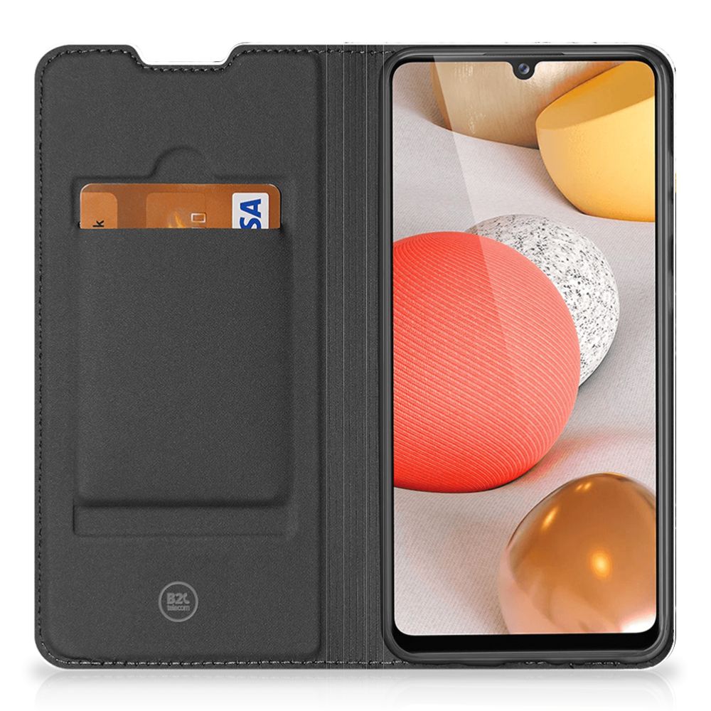 Samsung Galaxy A42 Standcase Marmer Wit Zwart - Origineel Cadeau Man - B2C Telecom