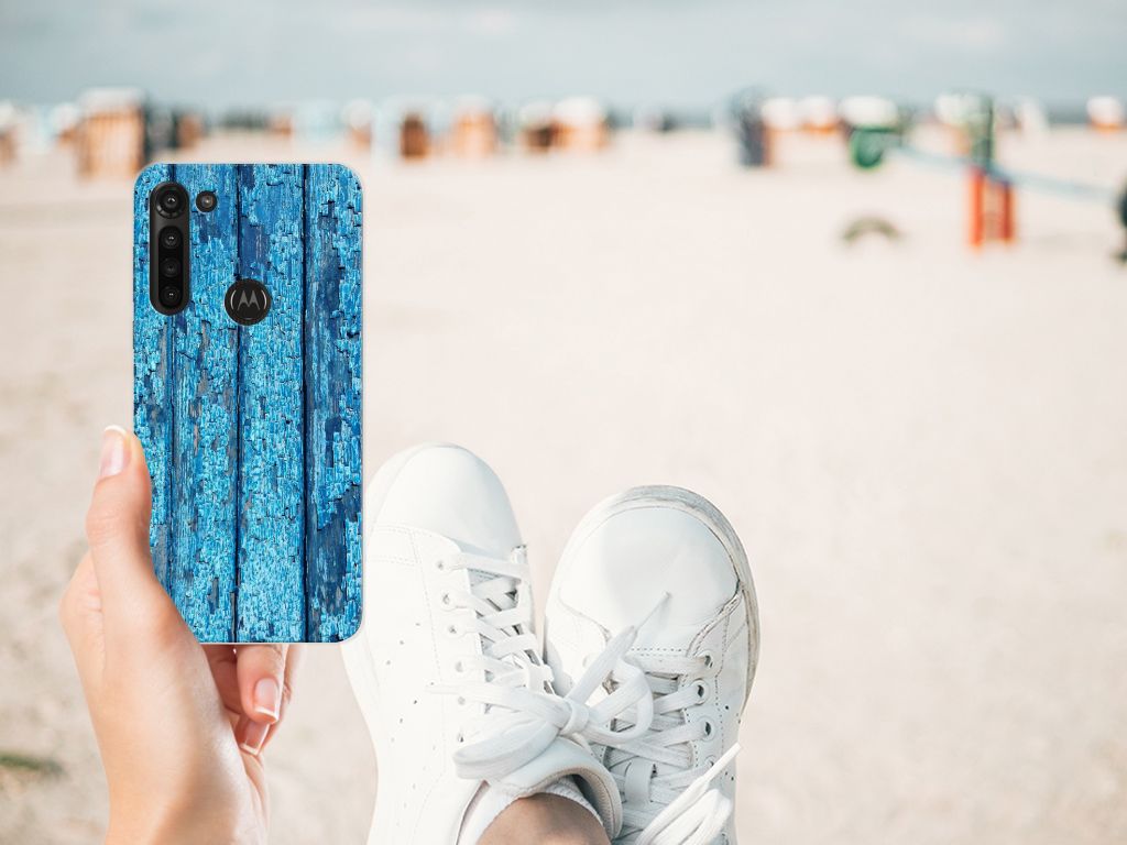Motorola Moto G8 Power Bumper Hoesje Wood Blue B2C Telecom