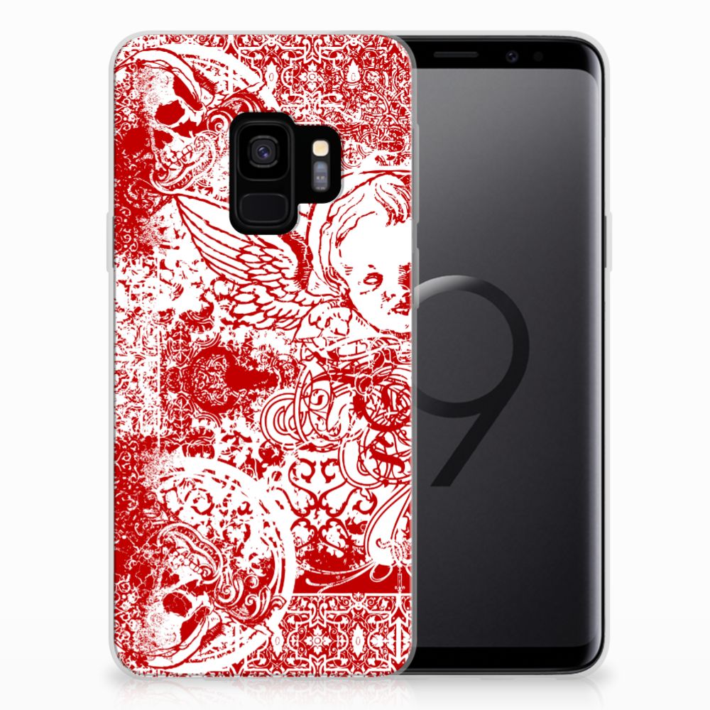 Silicone Back Case Samsung Galaxy S9 Angel Skull Rood