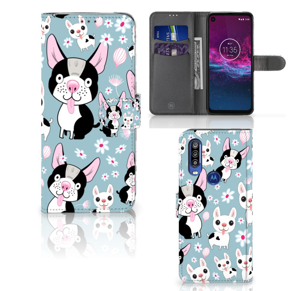 Motorola One Action Telefoonhoesje met Pasjes Hondjes