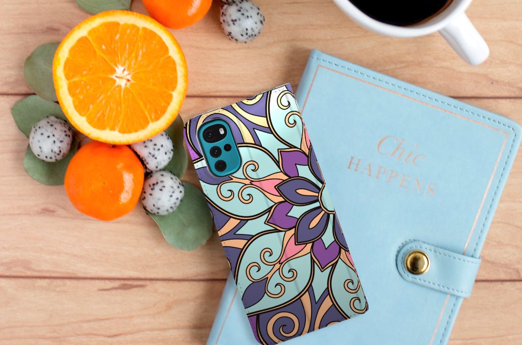 Motorola Moto G22 Smart Cover Purple Flower - B2C Telecom