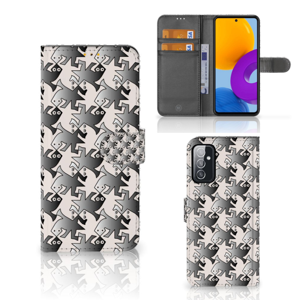 Samsung Galaxy M52 Telefoonhoesje met Pasjes Salamander Grey
