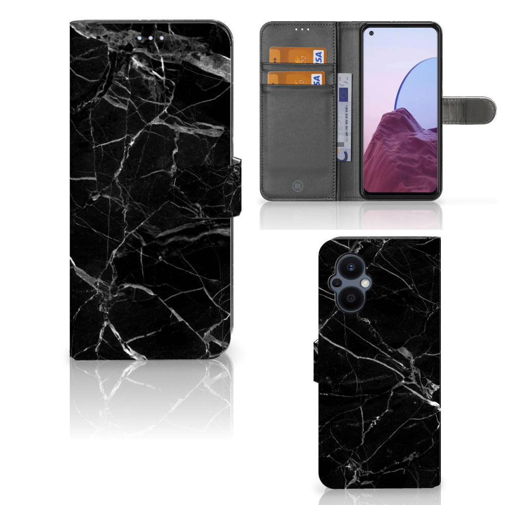 OPPO Reno 8 Lite | OnePlus Nord N20 Bookcase Marmer Zwart - Origineel Cadeau Vader