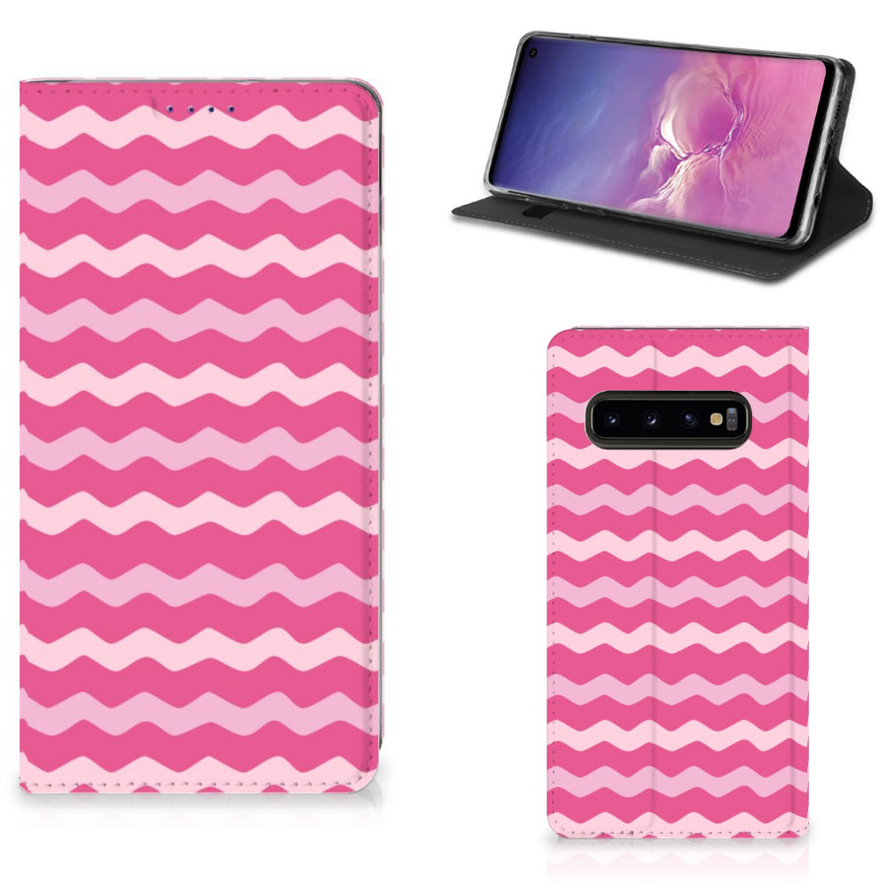 Samsung Galaxy S10 Hoesje met Magneet Waves Pink