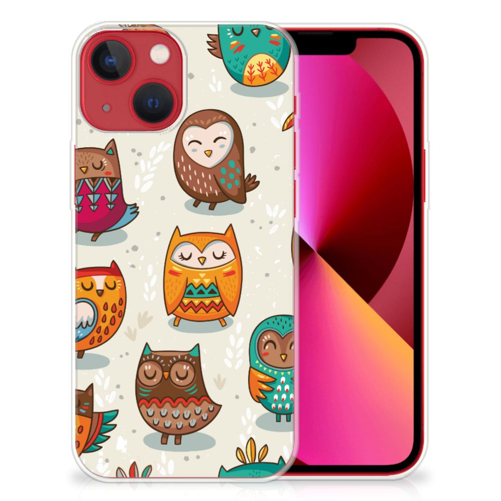 Apple iPhone 13 TPU Hoesje Vrolijke Uilen