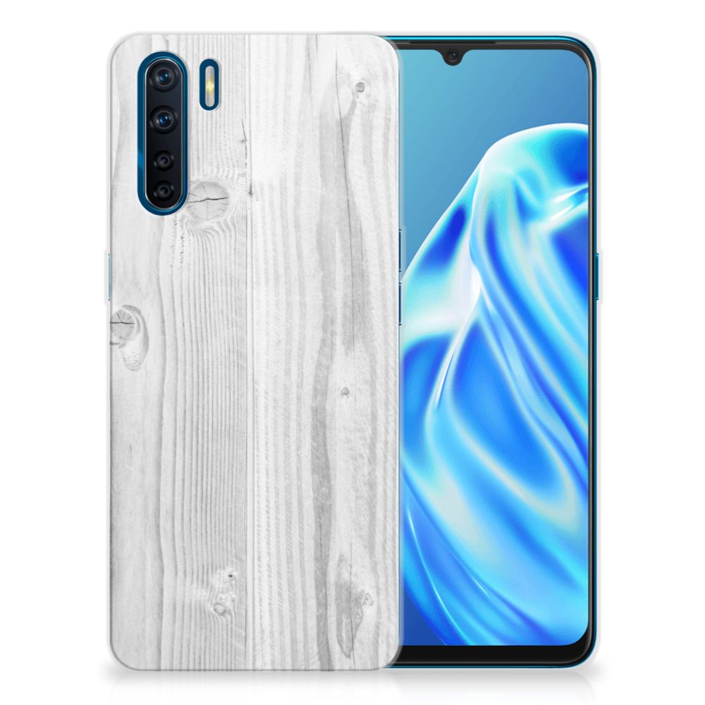OPPO A91 Bumper Hoesje White Wood