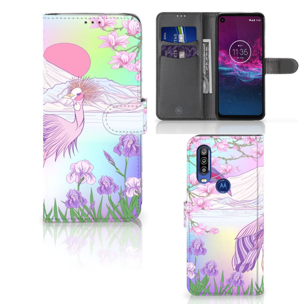 Motorola One Action Telefoonhoesje met Pasjes Bird