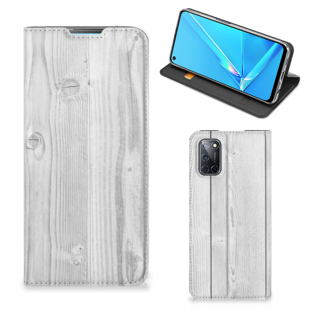 OPPO A52 | A72 Book Wallet Case White Wood - B2C Telecom