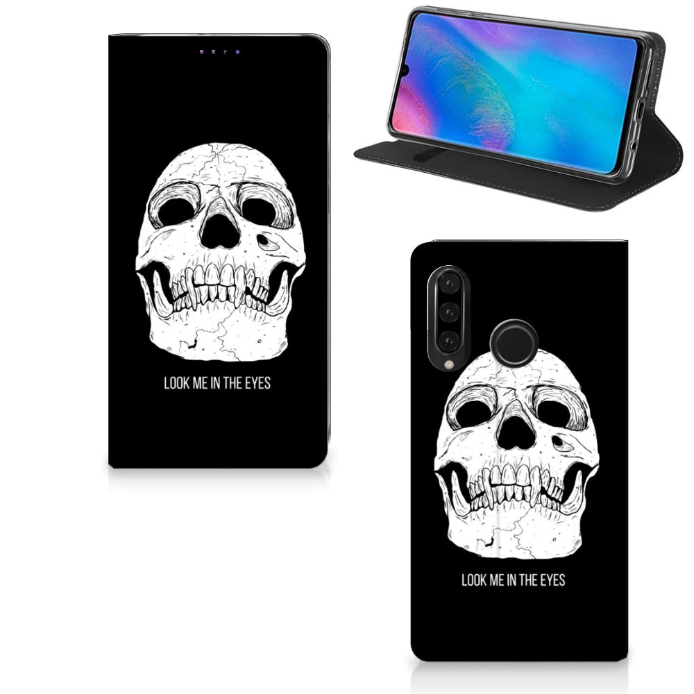Mobiel BookCase Huawei P30 Lite New Edition Skull Eyes