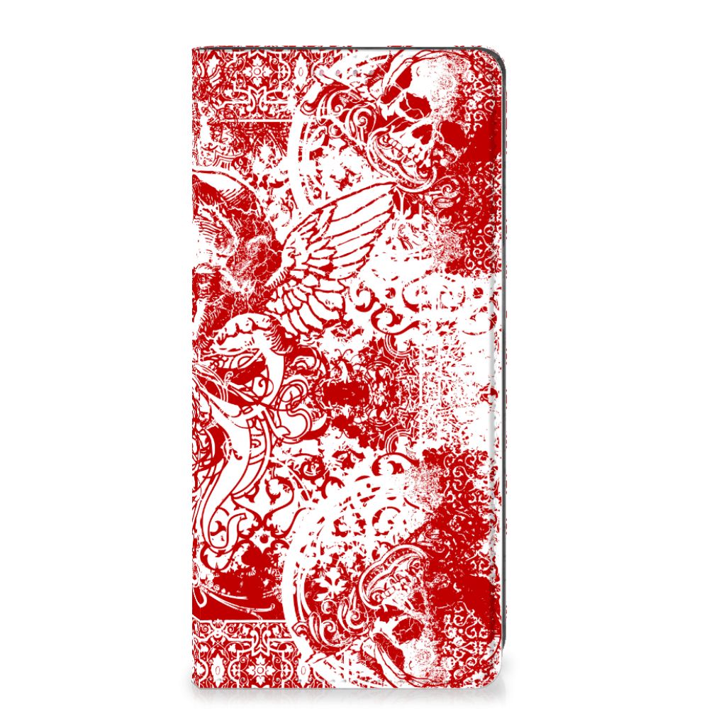 Mobiel BookCase OPPO A54 5G | A74 5G | A93 5G Angel Skull Rood - B2C Telecom